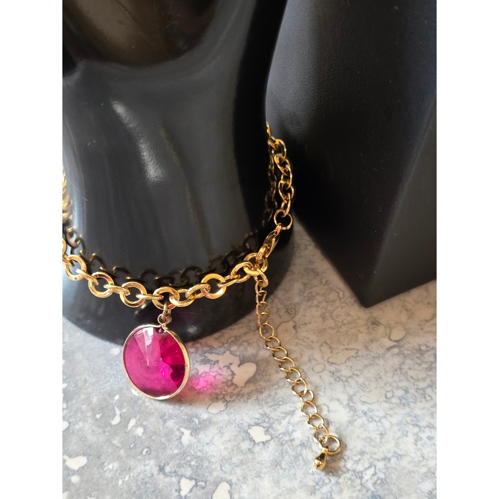 Byzantine Inspired Gold Tone Red Gemstone Necklace &‎ Bracelet Set - Picture 4 of 5